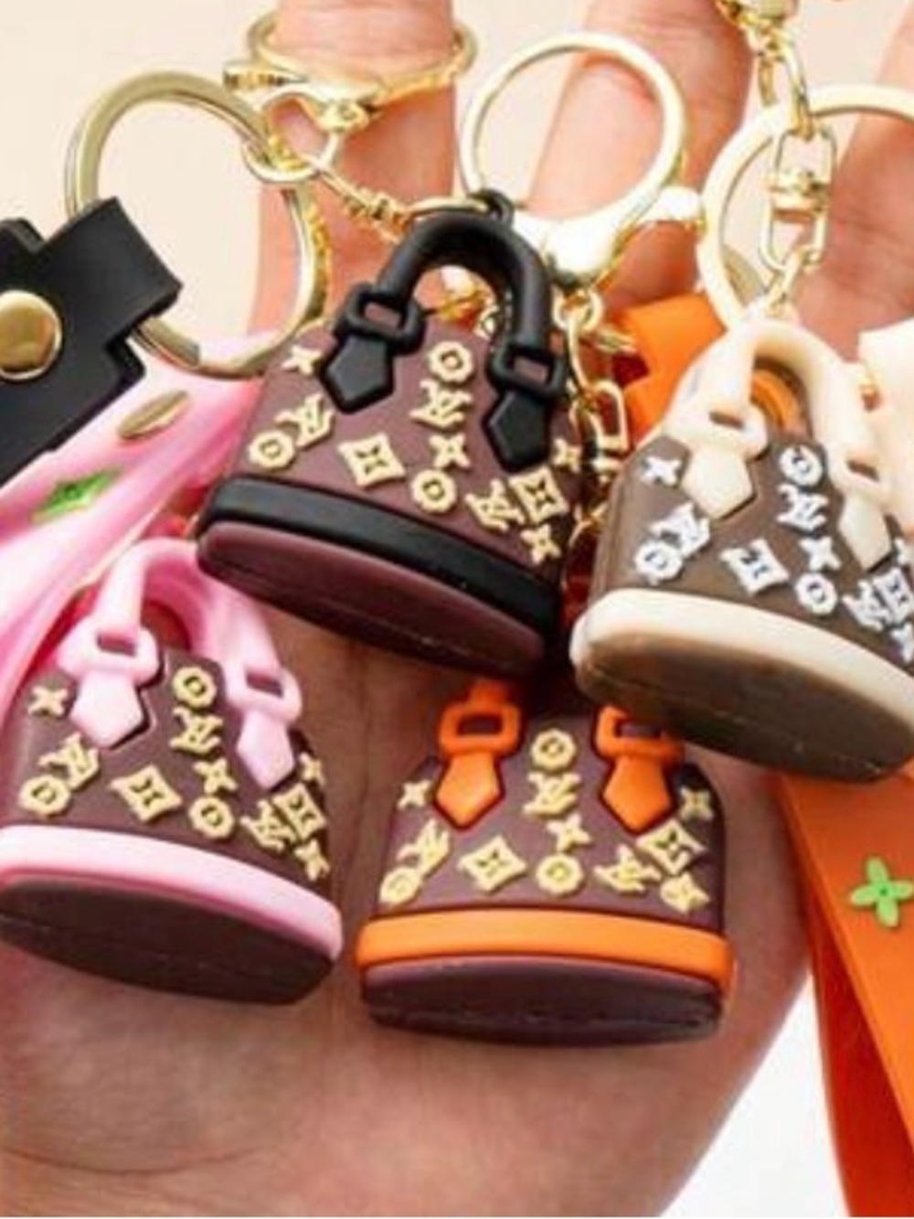 LV Multicolor Purse Charm Keychain - Pink, Orange, Black, Cream, Light Pink - Picture 3 of 5